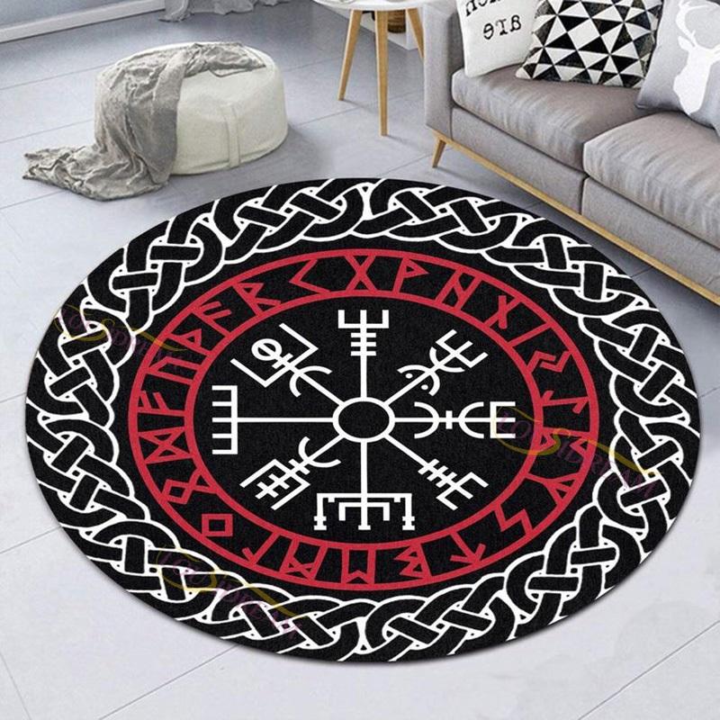 Personalized Carpet Round Carpet Satanic Cat Goat Impaled Throne Area Atheist Carpet Black Cushion Living Room Home Decor