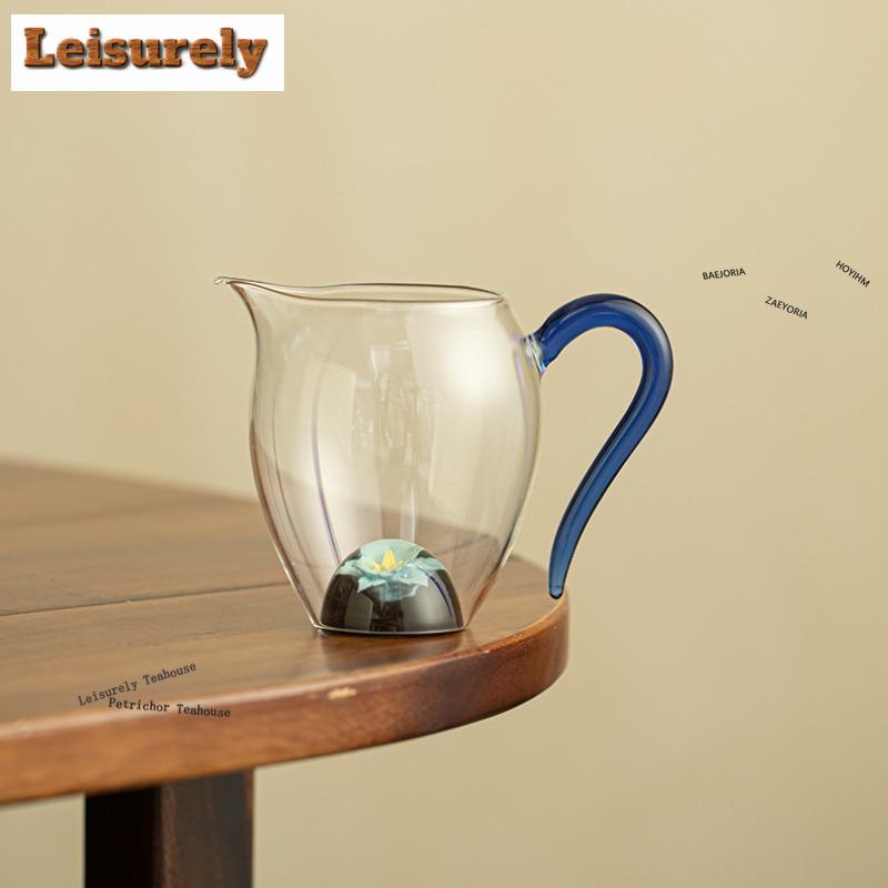 HOYIHM 111ml High Borosilicate Flower Glass Tea Pitcher Divide Tea Cha Hai Dispenser Justice Cup Fair Mug Tableware Accessories
