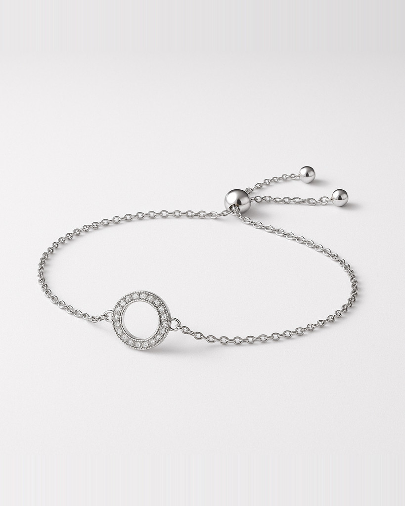 BAMOER Trendy 925 Sterling Silver Glittering Round Circle Chain Link Strand Bracelets