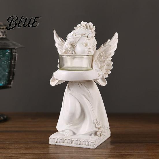 Angel Candle Holder Little Holder Resin Decorative Guardian Tea Light Statue With Retro