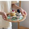 Light Luxury Rattan Woven Round Colorful Storage Tray Living Room Tea Table Fruit Pastry Cake Plate Trays Decorative