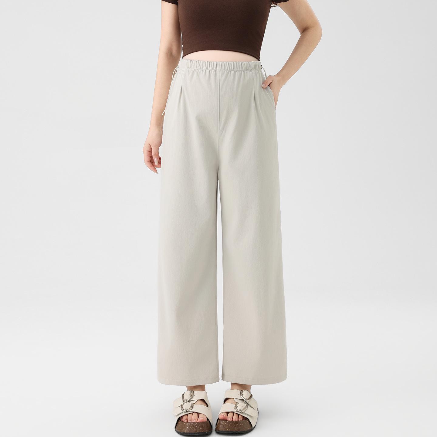 

Spring/Summer 2026 Maternity Wide-Leg Cropped Pants – Belly-Friendly and Lightweight 2XL