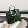 2025 Crocodile Pattern Platinum Handbag: High-Quality, Large Capacity (30cm), Shoulder & Messenger Style (25cm)