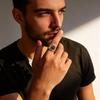 Tiger Eye Stone Ring for Men Boys,Stainless Steel Natural Stone Square Ring,Casual Punk Jewelry Gift for Dad Son