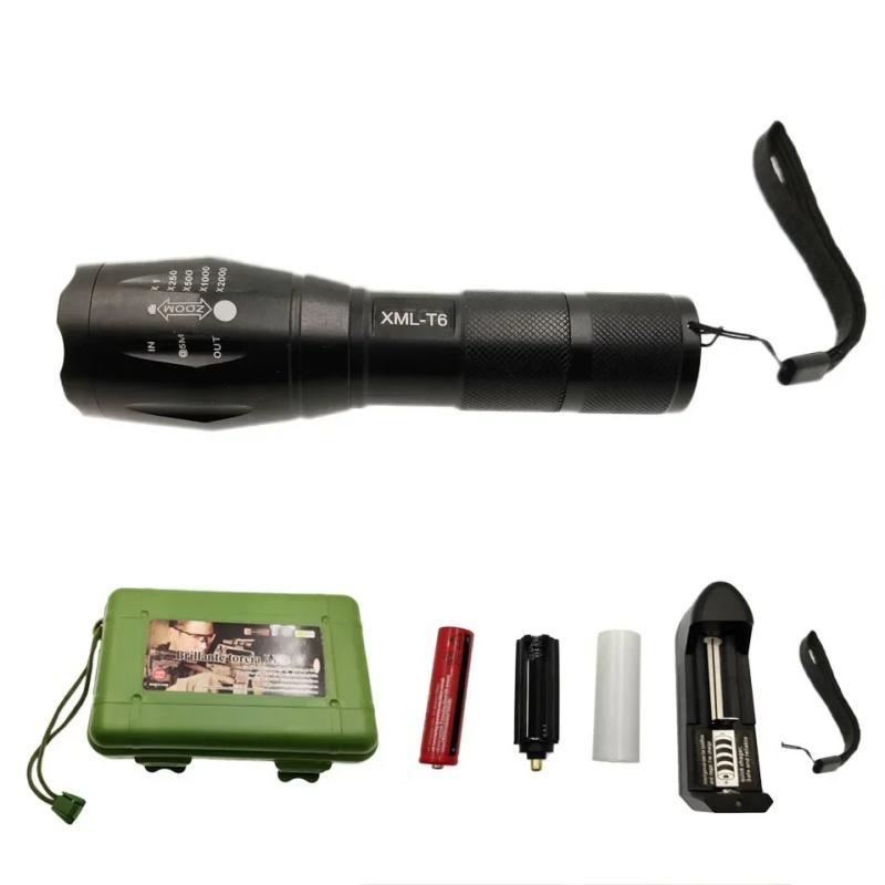 T6 Led Flashlight Ultra Bright Torch 5 Switch Modes Zoomable Focusing Bike Light 18650 Battery/AAA for Camping