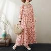 Round Neck Long Sleeve Loose Apparent Big Swing A-line Dress