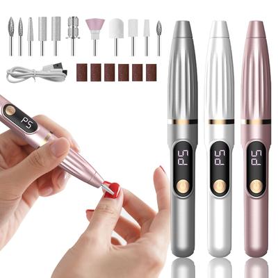 Elektrische Nagelfräsmaschine mit LED-Digitalanzeige, Einstellbarer Nagelbohrer mit 11 speziellen Aufsätzen, Kompatibel mit Nagel, Nagelhaut, Niedrig, Perfekt für oder Professionelles Gel