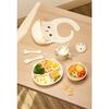 7-Piece Silicone Baby Feeding Set, BPA-Free, Cute Cat Design, Toddler Plate Set with Suction Base, 12M+, 30x25x6cm, Beige Fitilomania