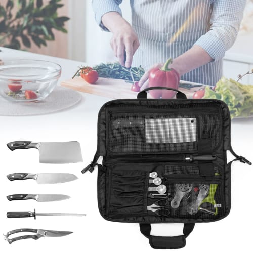 SAMDEW Knife Case, Holds 17 Knives, Portable Knife Bag, Knife Storage Case