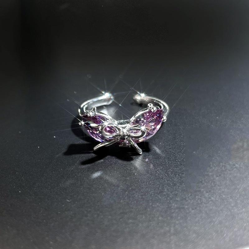 2026 Exquisite Starry Purple Diamond Zircon Series Open Ring Women s Fashion Light Luxury Ins Niche Design Sweet and Cool Ring Resizable