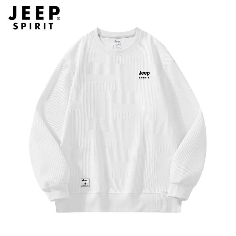 JEEP SPIRIT Men's Casual Jacquard Crewneck Long-Sleeve Top