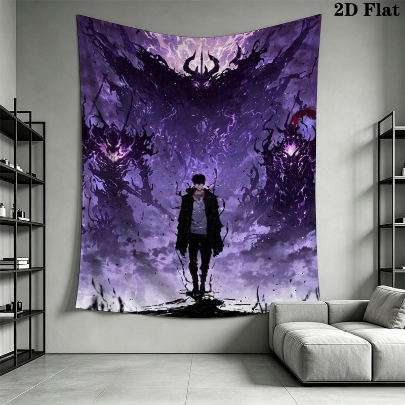 Solo Leveling Tapiz de Pared Estético Colgante de Pared Manta de Tela Impresa Tapices Decorativos para Dormitorio Sala de Estar Decoración del Hogar