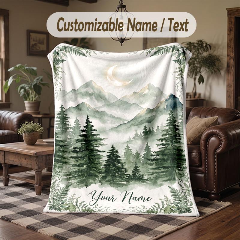 Moonlit Moth Garden 1 Theme Throw Blanket Custom Name Text Personalized Blanket Soft Cozy Blanket for Home Sofa Bed