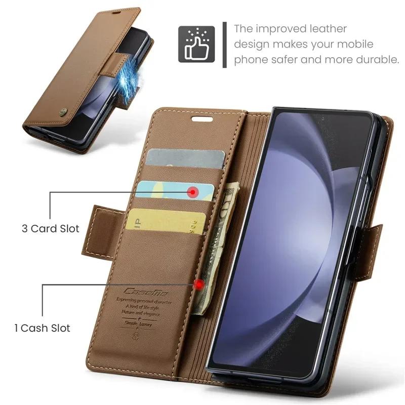 Luxus Magnetische Brieftaschen-Lederhülle Für Samsung Galaxy Z Fold 7 6 5 Stoßfeste Kartenhalter-Taschenabdeckung Für Galaxy Z Fold6