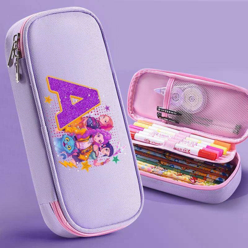 Kpop Demon Hunter Children Pencil Box Cartoon letter Student School Supplies Stationery Kids Penbag Pencilcase Kawaii Boys Gift