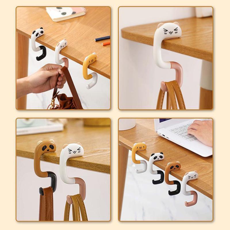 Travel Portable Plastic Bag Cute Animal Hook For Hanging Decorative Table Purse Bag Hooks Wall Hanger Holder Handbag Hanger