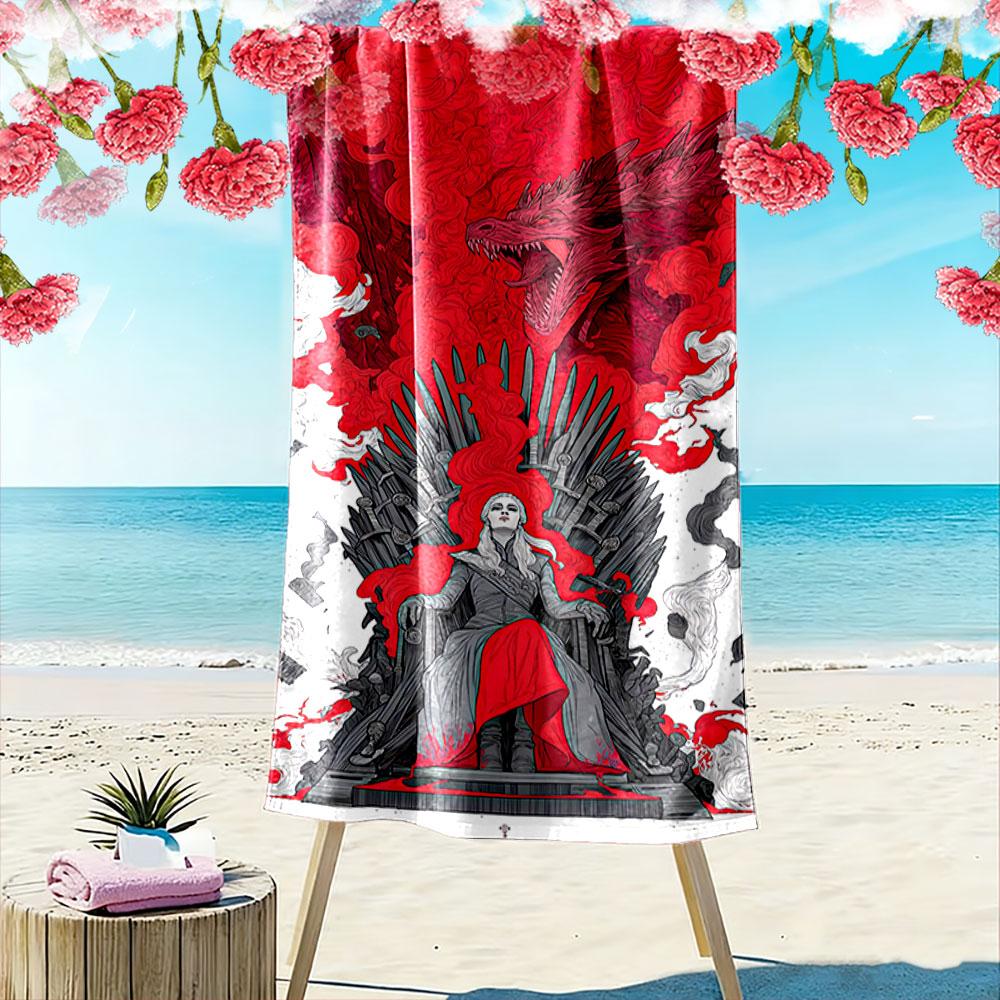 Dragon Throne Fantasy Design A Must-have Beach Towel for Beach Travel