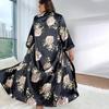 Summer Women Sleepwear Dress Fashion Sexy Print Plus Size Loose Casual Ice Silk Homewear Faux Silk Nightgown Set