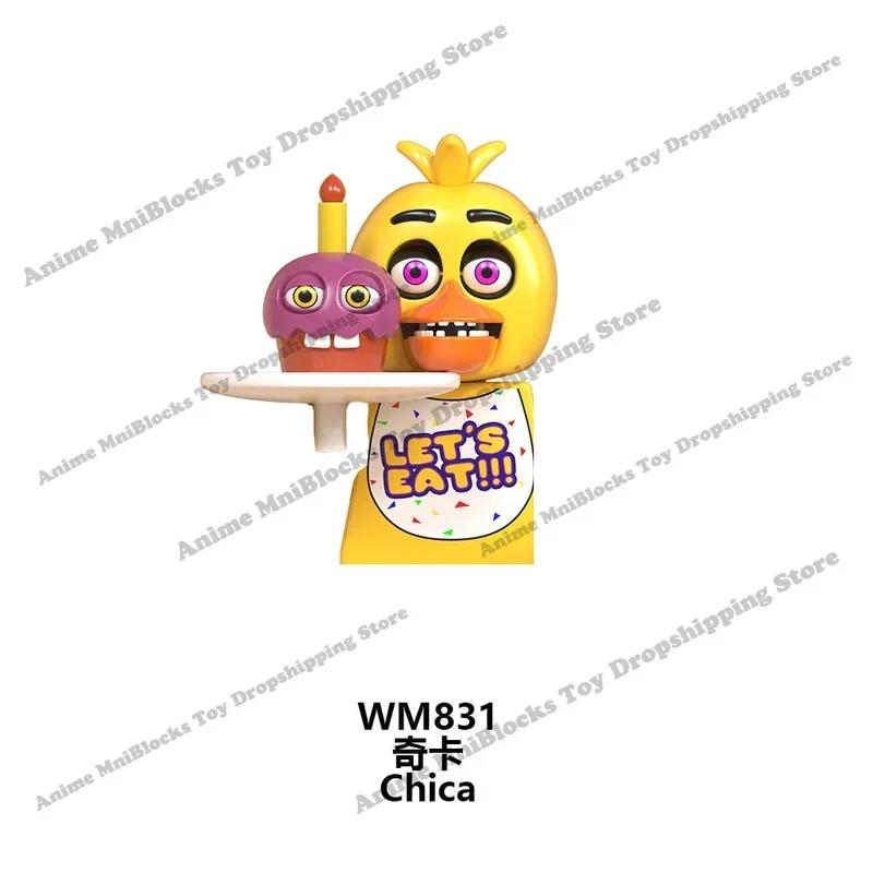 WM6074 WM6097 Zusammenbau Mini-Bausteine FNAF Spielfigur Chica Foxy Bär Bonnie Nightmare Junge Baby Skelett Thriller Spielzeug Geschenk