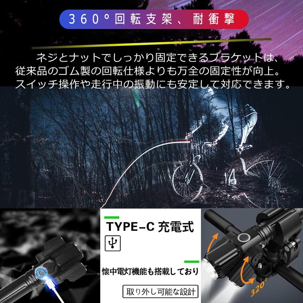 Fahrradlicht Taschenlampe Wasserdicht Hohe Leistungsstarke Lampen 4 Dimmstufen Kreuz Einfache Externe Montage Scheinwerfer, Typ-C Wiederaufladbar/Batteriebetrieben, LED,