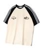 UNDEROFF Oversized Raglan Track Line Short Sleeve T-Shirt Star Logo Cream