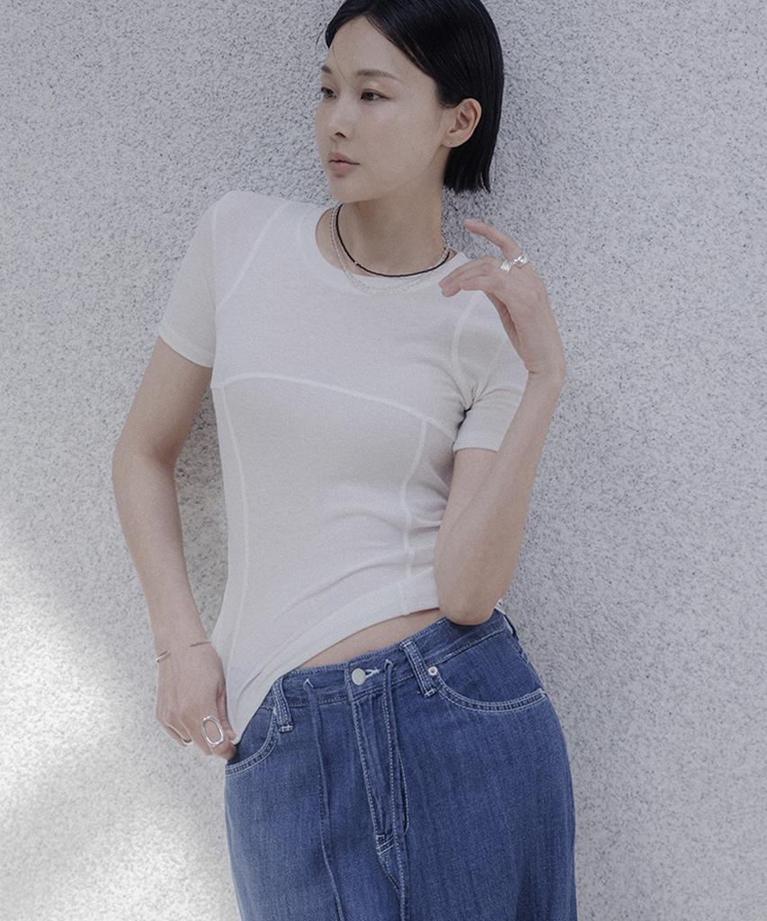 Memua Balance Up Line Half T-Shirt