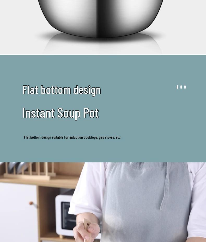 Durable 304 Stainless Steel Multi-Purpose Kitchen Basin: Noodle, Soup, Vegetable Wash, Egg Beating, and Seasoning Jar.