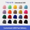 Personalized Logo Winter Beanie - Custom Embroidery Knit Hat, Warm Autumn Gift, Solid Color