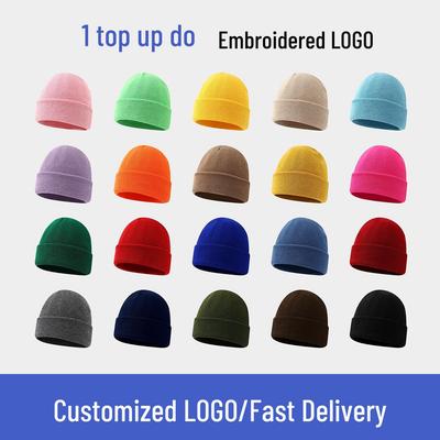 Personalized Logo Winter Beanie - Custom Embroidery Knit Hat, Warm Autumn Gift, Solid Color