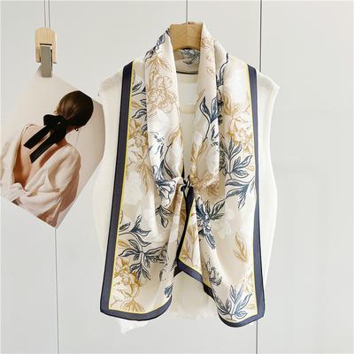 Écharpe 100% Soie Véritable Double Face pour Femmes Printemps et Été Écharpe Ruban en Soie de Mûrier Polyvalente Petite Longue Écharpe Châle