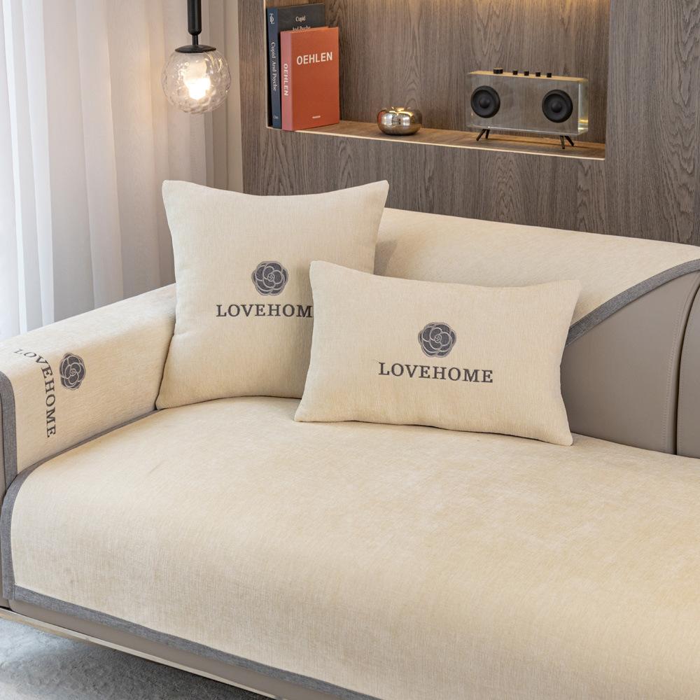 Alphabet Light Luxury Sofa Cushion, Universal Seat Cushion For All Seasons, Non-Slip Leather Sofa Cover, New Modern High-End Cover Towel