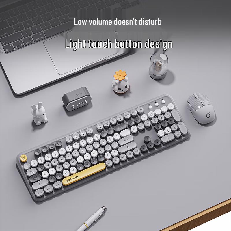 V96 Retro Wireless Keyboard and Mouse Combo