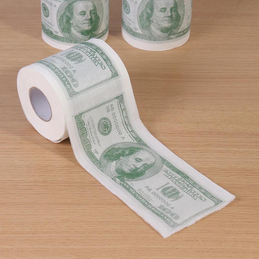 1 Rolle Haushaltswaren Zellstoff Hundert Dollar bedrucktes Zigarettenpapier Lustiges Toilettenpapier Humor Toilettenpapier Neuheit Geschenk