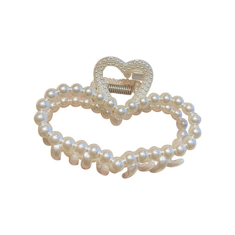 Agrafă de păr elegantă din spate, perlă, agrafă de păr Femeie, agrafă rechin, cochiră retro franceză