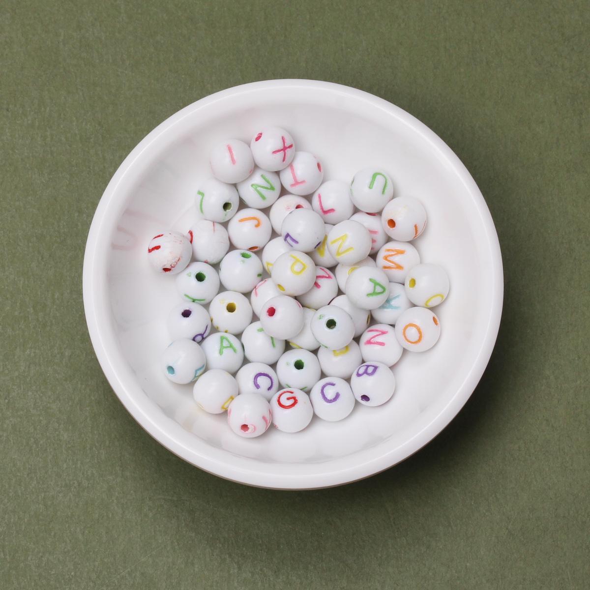 

DIY браслет 20 шт. бусины круглые бусины ручной работы буквы акриловые бусины алфавита DIY для изготовления ювелирных изделий подарки 7,5 мм свободные спейсер кулон аксессуары White Multicolor