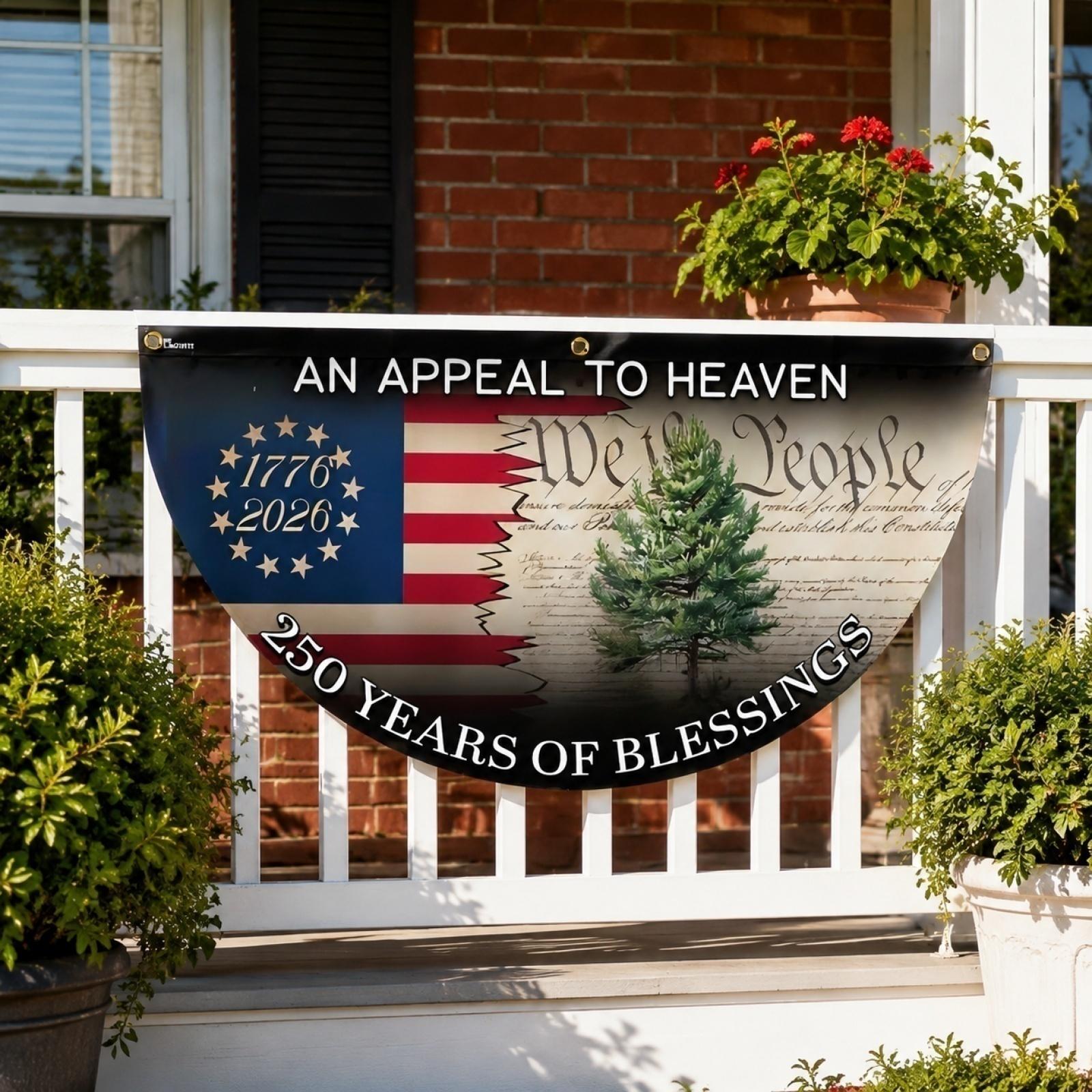

250 Years Commemorative Independence Day Flag with Print and Tree Graphic for Indoor Outdoor Display One Size