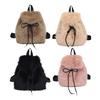 Fuzzy Backpack Faux Fur Fluffy Daypack Drawstring Closure Casual Furry Backpack