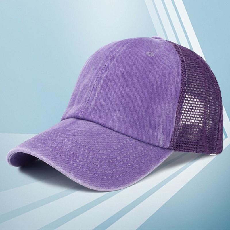 

Breathable washed mesh cap embroidered cap printed women s outdoor sunscreen visor average size фиолетовый
