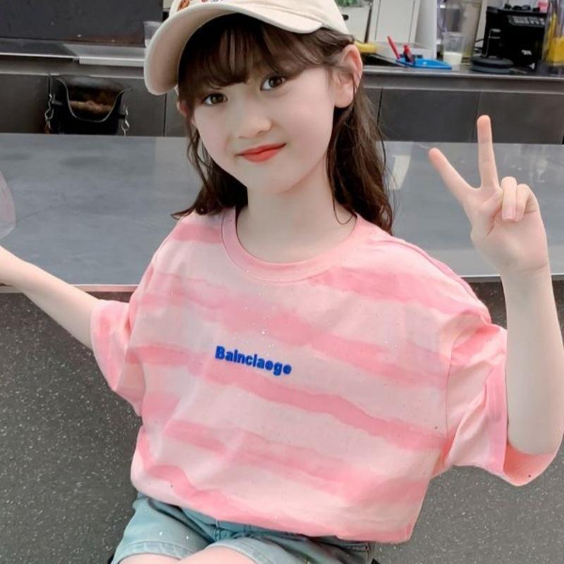 Girls Summer Short Sleeve Cotton T Shirt Stylish and Versatile Top