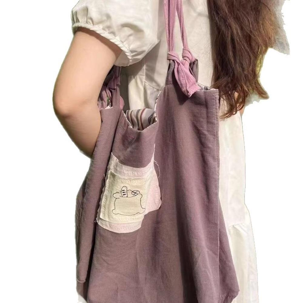 2025 new Korean lazy style retro shoulder bag Jiang purple literary and versatile large-capacity commuter tote bag women