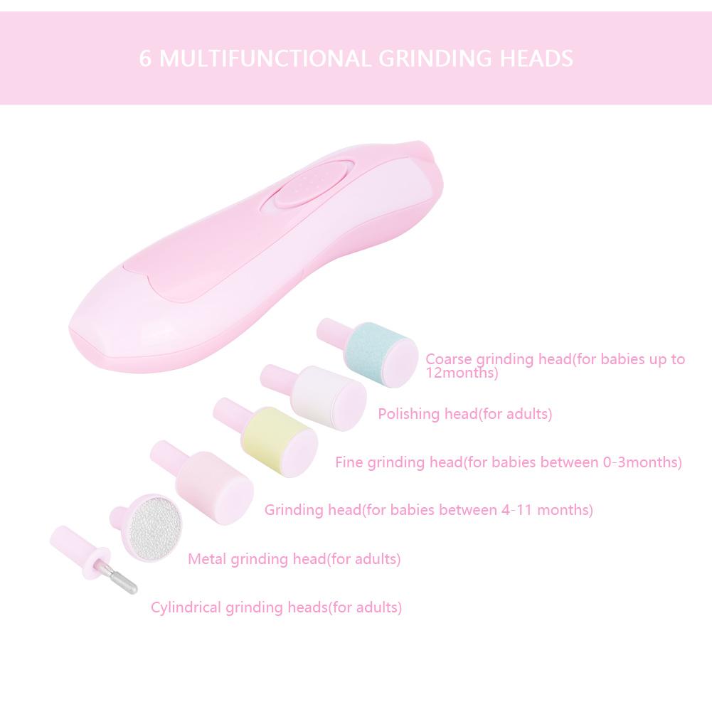 Electric Baby Nail Grooming Trimmer Tool Grinder Clipper for Children Toddlers Pink