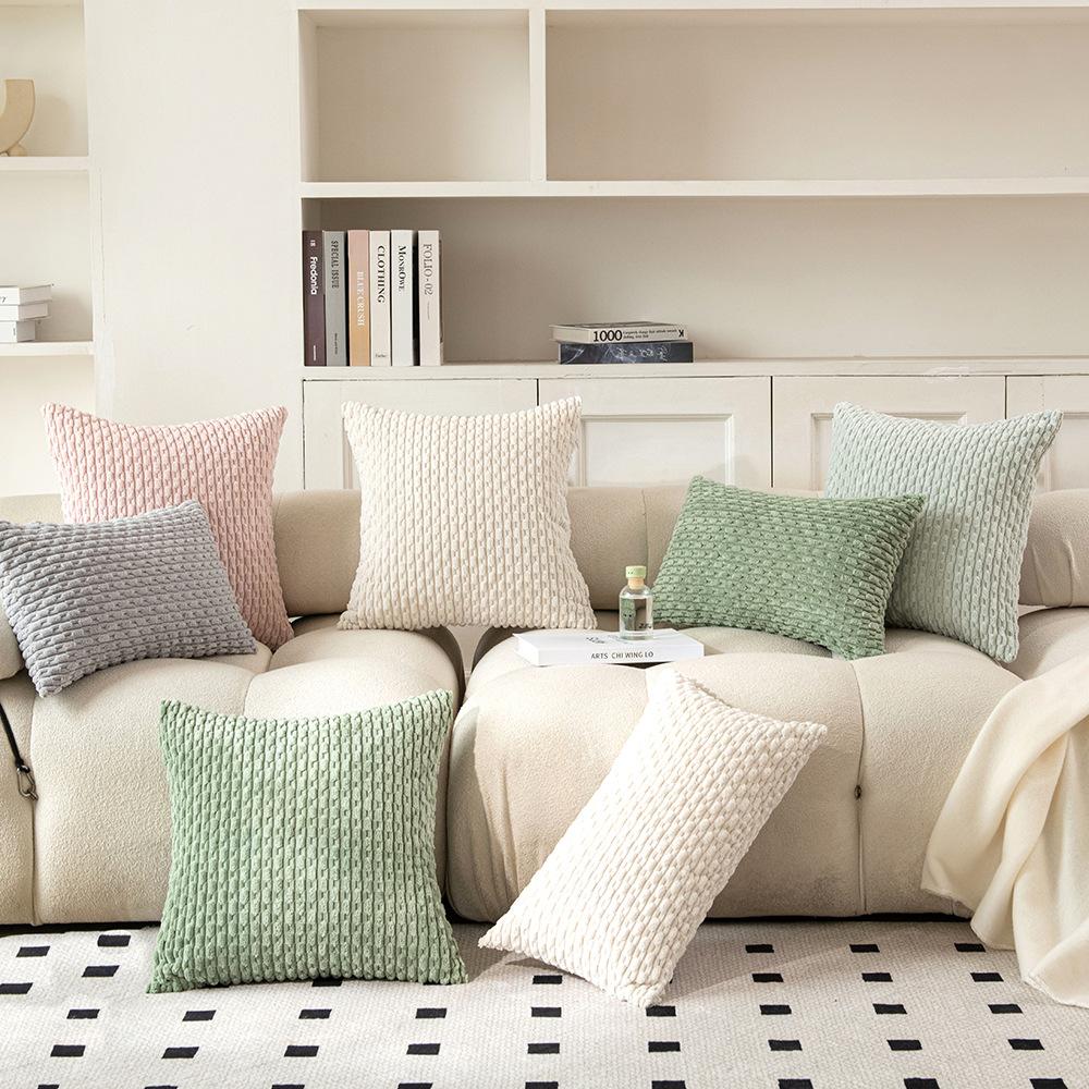 Modern Simple Sofa Pillow Cover Corduroy Short Pillow Solid Color Living Room Bedroom Decorative Cushion Cover Cushion Cover