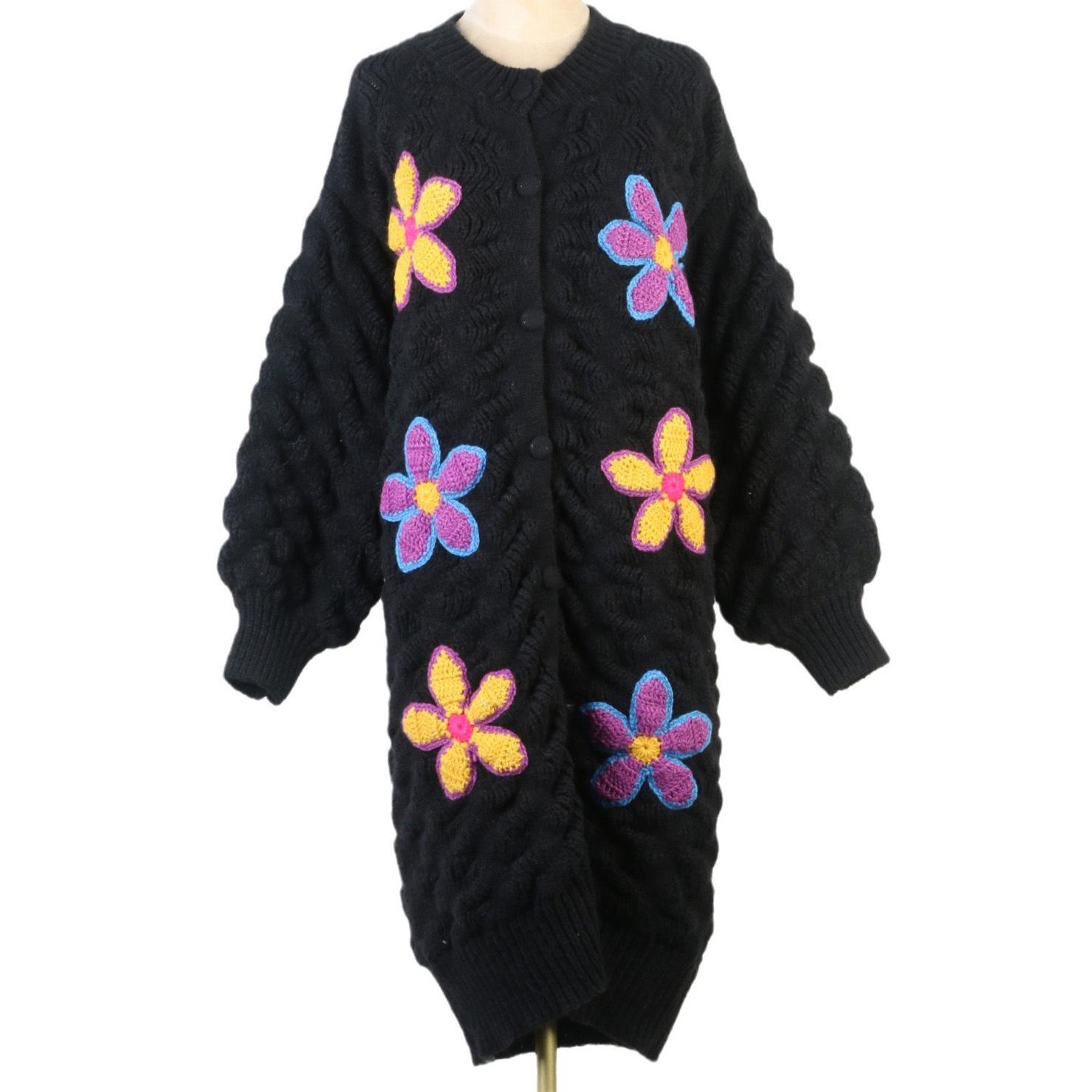 

Autumn & Winter Floral Embroidered Women s Cardigan Sweater Small