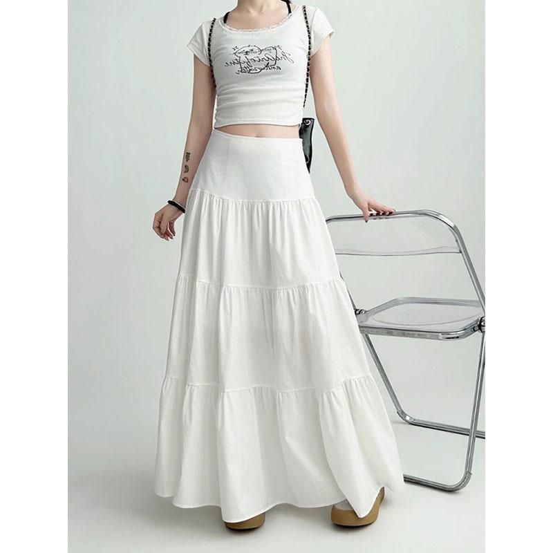 High Waist Pleated A-line Midi Skirt for Women - Summer 2024 To Winter - Slimming Umbrella Design