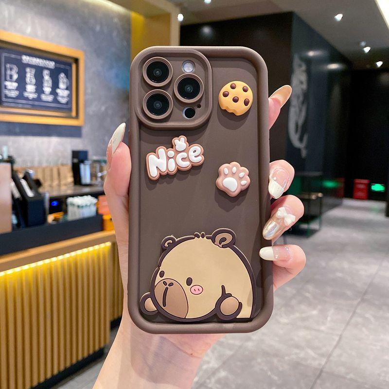 Applicable to Apple 17promax three-dimensional cartoon mobile phone case iPhone16 cute Kapibara 15 all-inclusive soft case