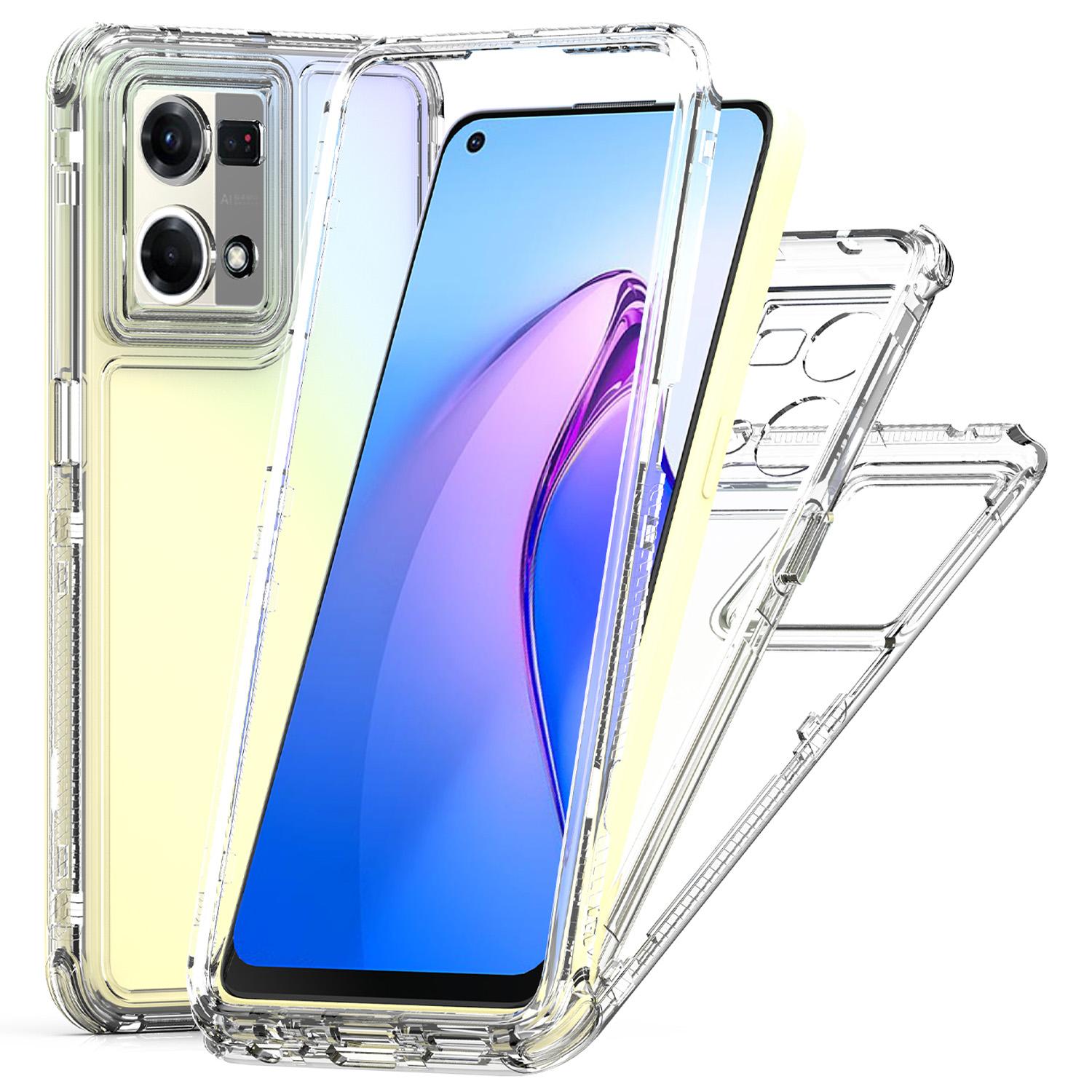 

For Oppo Reno7 4G Clear Case Acrylic+TPU Phone Cover 3-in-1 Design A