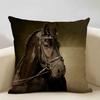 Funda de Cojín Animal Caballo Hermoso Patrón de Caballo Funda de Almohada para Sofá Decoración Artística para Sala de Estar en Casa Funda de Cojín 45x45cm Lino
