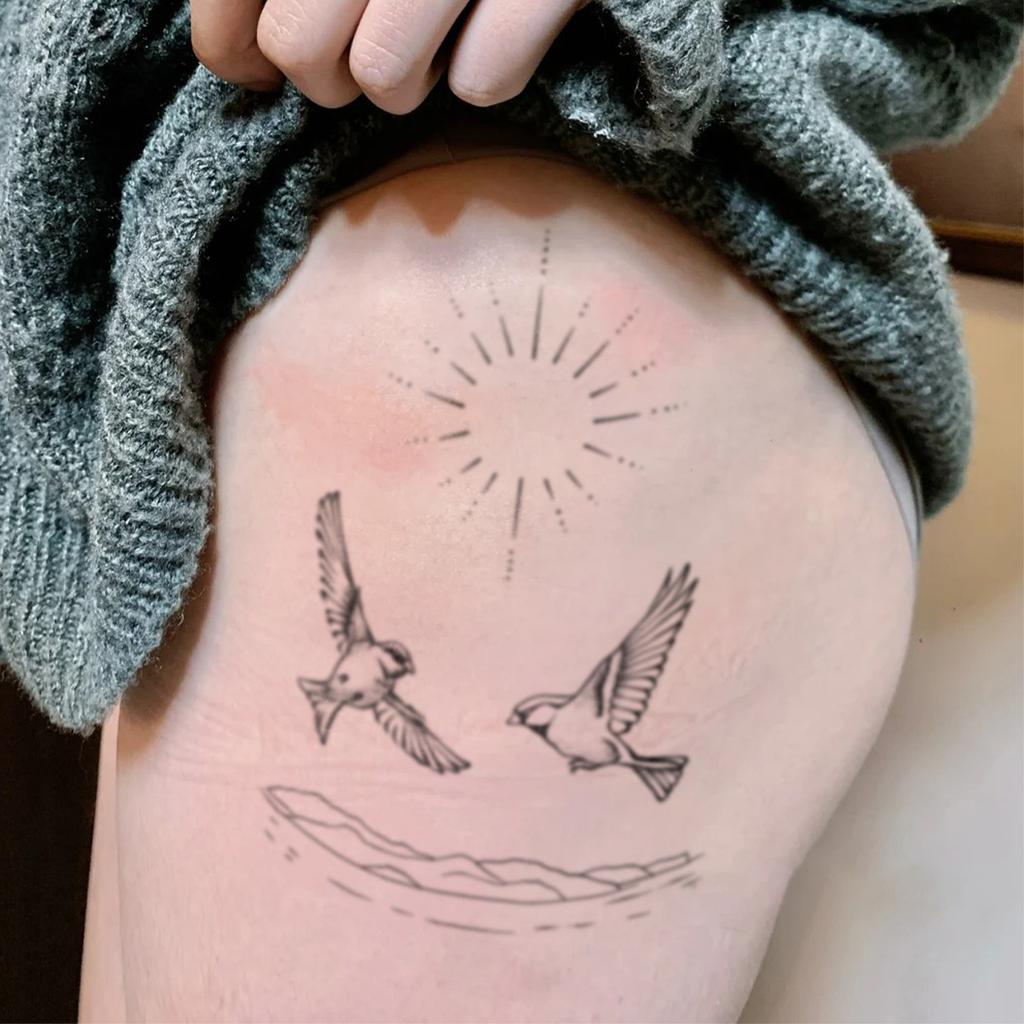 Herbal Swallow Line Tattoo Sticker Long-Lasting Waterproof Male And Female Personality Niche Semi-Permanent Tattoo Sticker