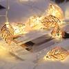 LED Colorful Wrought Iron Leaves Outdoor Waterproof String Lights - Flashing Hanging Decor.