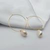 Round Earrings White Natural Freshwater Pearls Large Gold Earrings Baroque Pearls Handmade Gold Earrings Women's Earrings